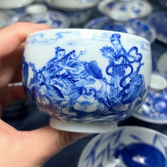 杯V****h手绘青花八仙禅定杯