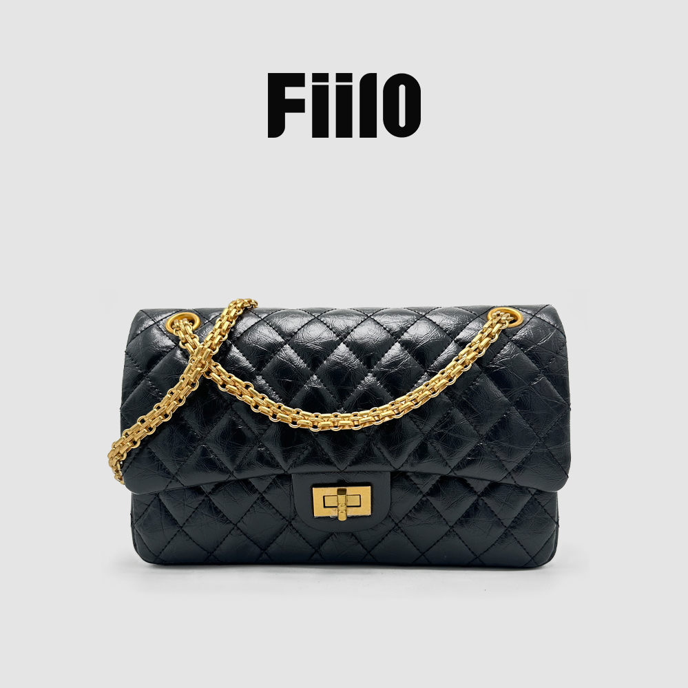 【Fiilo菲洛】J62经典2.55链条绣线真皮牛皮手拎单肩斜挎包