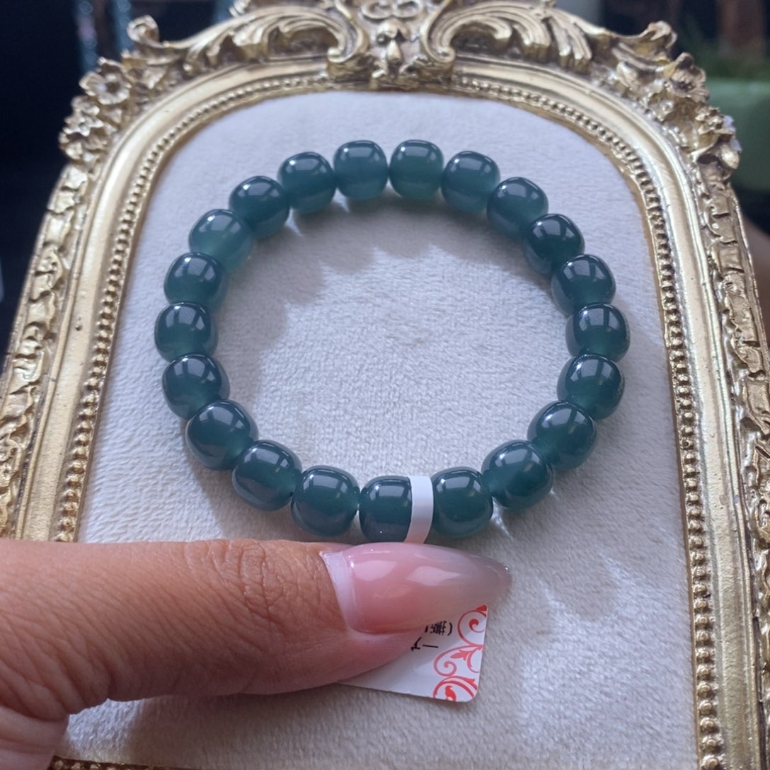 作***巫翡翠未镶嵌手链卡9.7mm墨冰蓝21颗老型新款