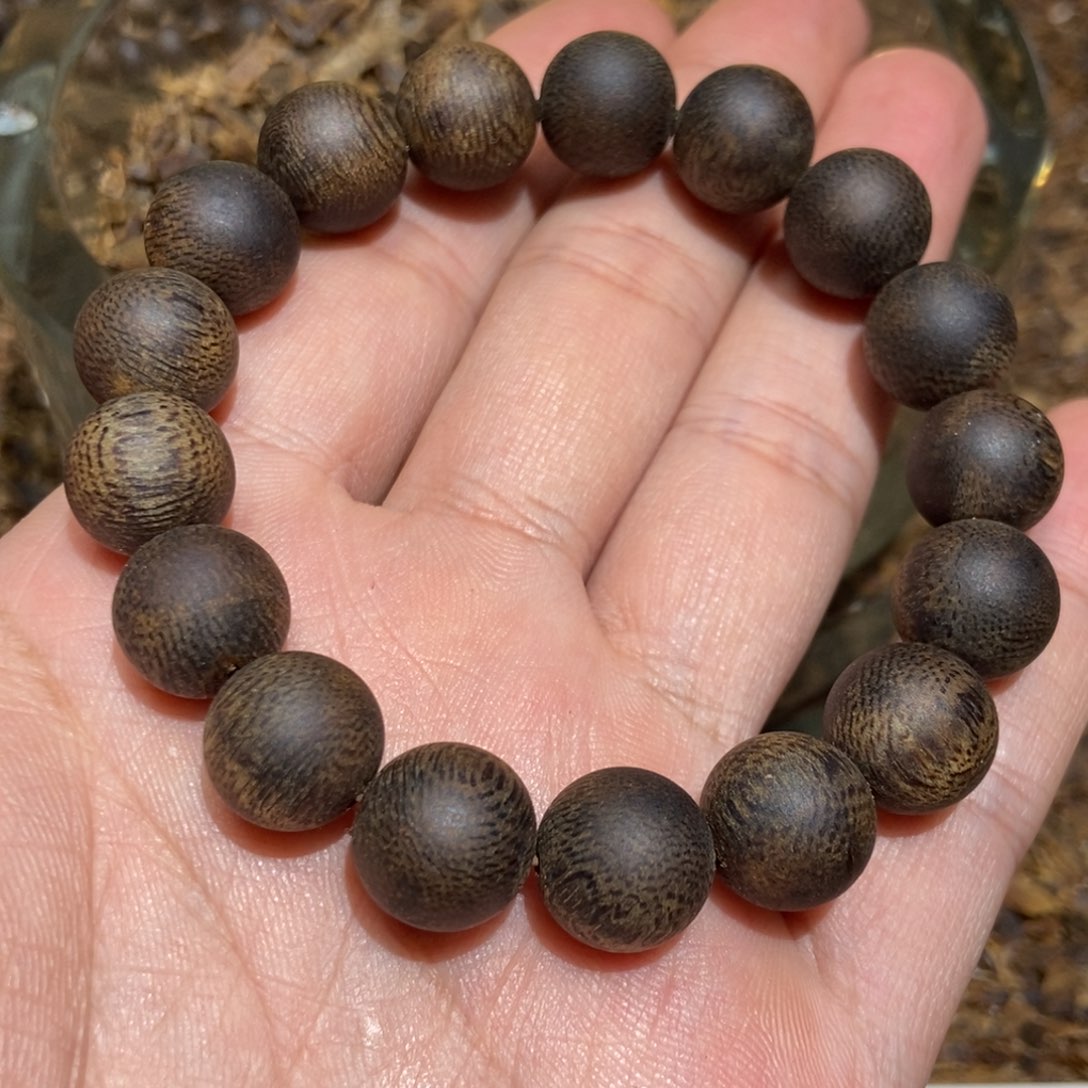 沉香手串彬*绿棋楠沉香圆珠单圈1.2