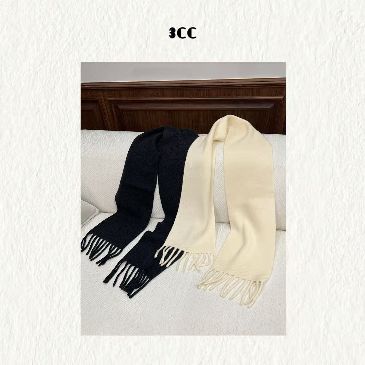 3CC【柔软交织】氛围温暖呵护质感100羊毛流苏边围巾60351