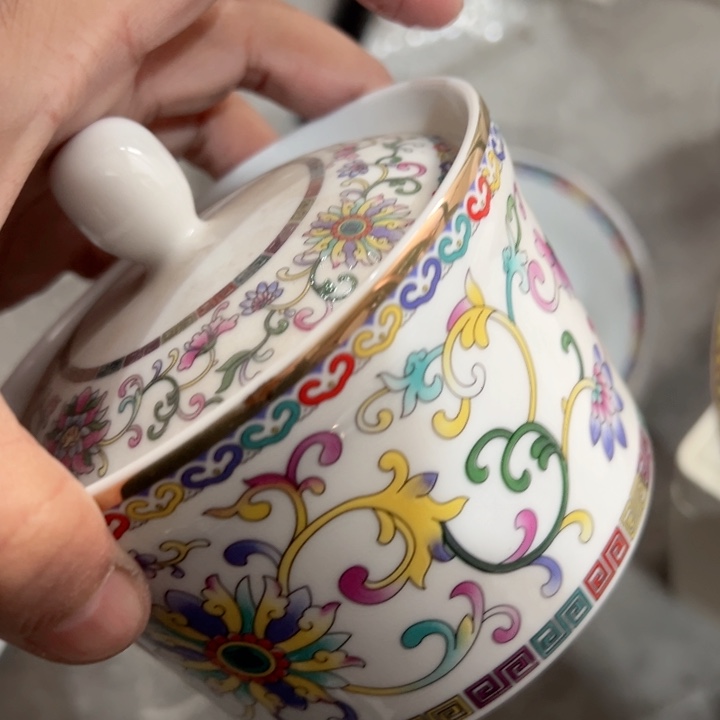 杯白珐琅老标大炖盅