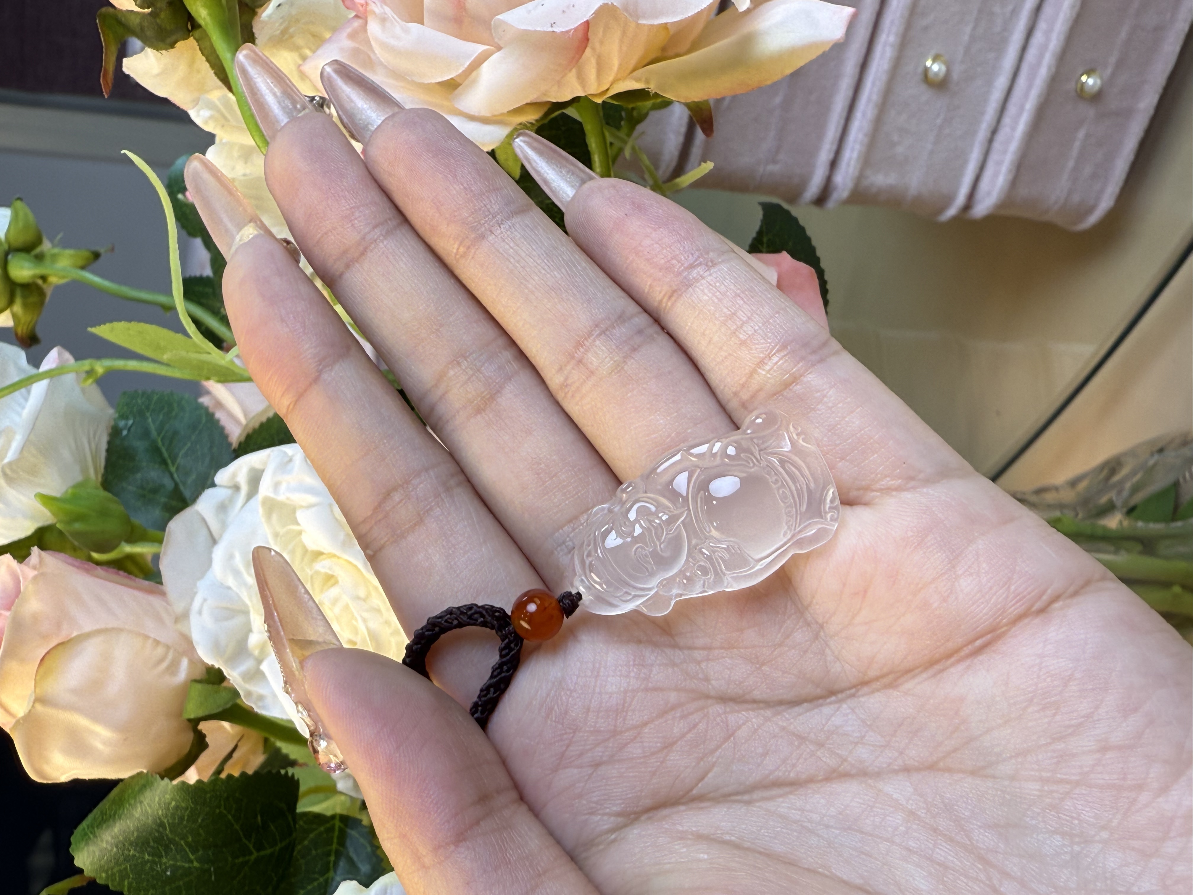 天然玛瑙玉髓财神玉吊坠财运亨通国风玉吊坠送女友送闺蜜惊喜礼物