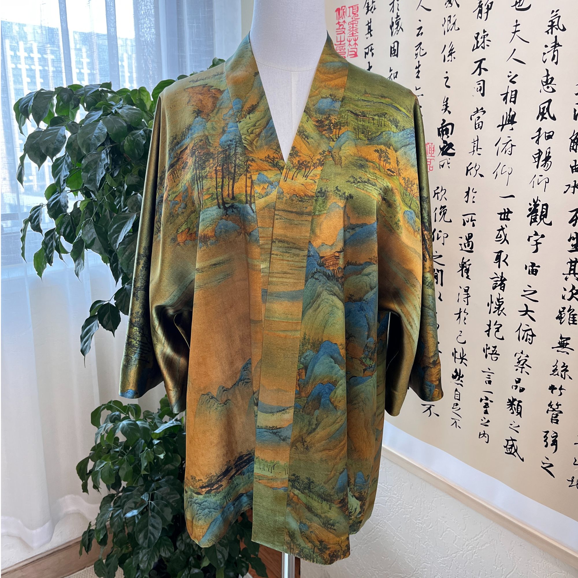 [ 栖云 ]100桑蚕丝春夏立领百搭上衣古风直襟复古长袖常规款对襟