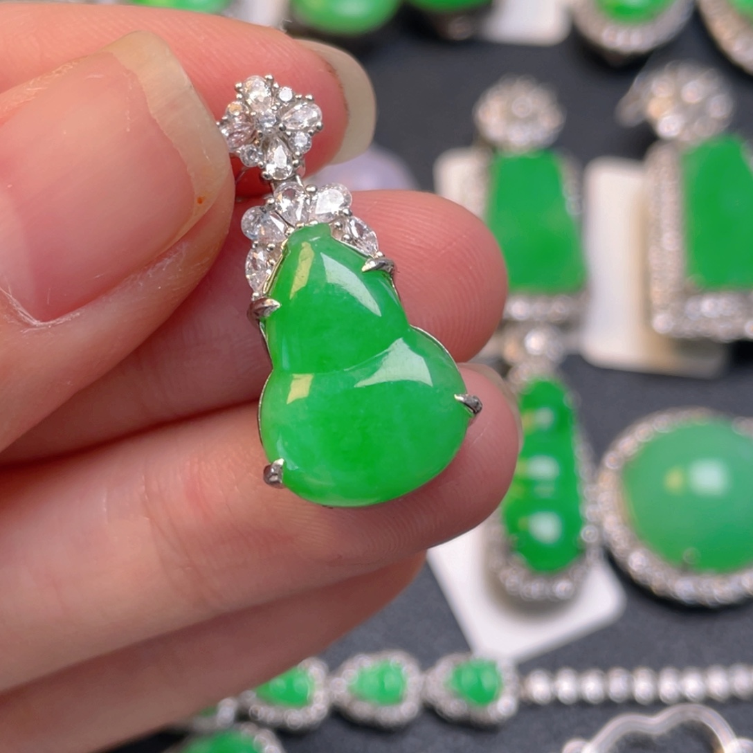 翡翠银S925镶嵌吊坠(不含链)
