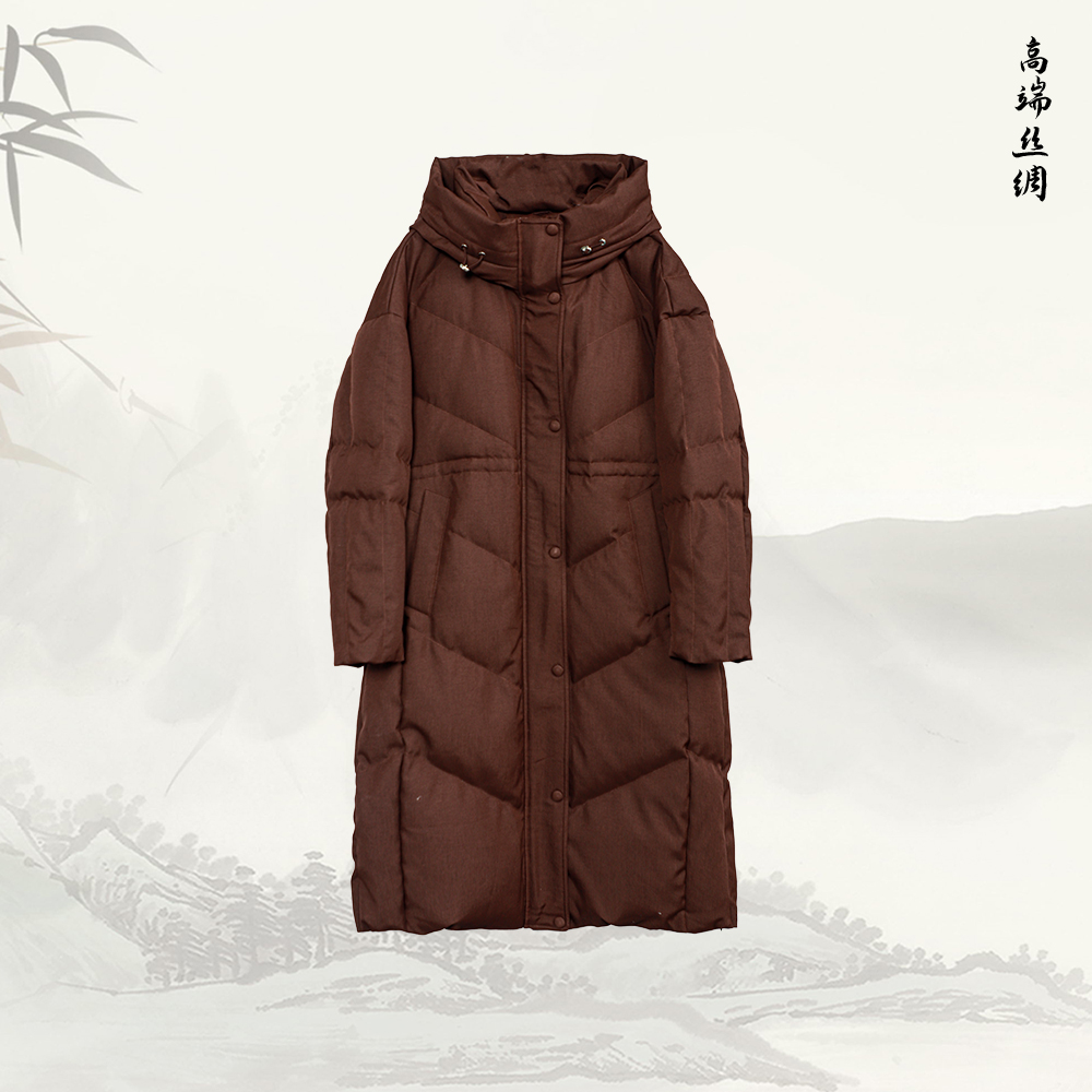 新款加厚防风气质长款连帽过膝休闲百搭保暖鹅绒服547112