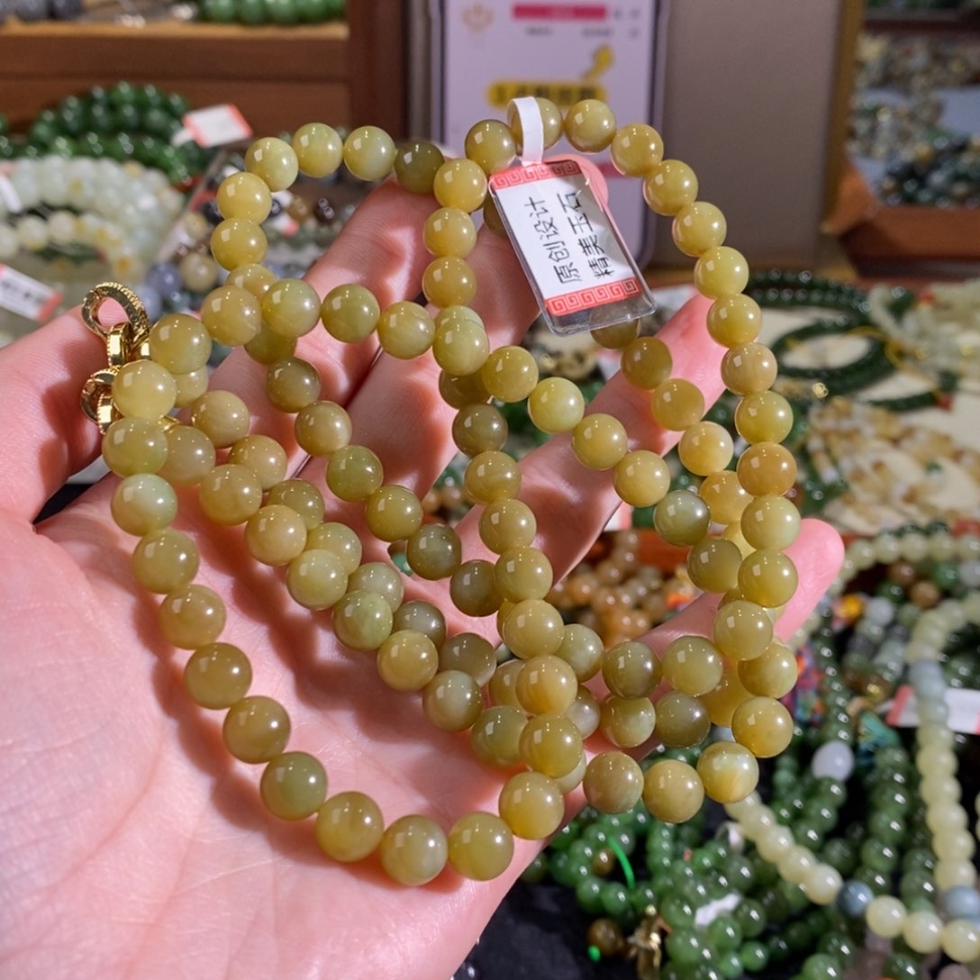 和田玉手链未镶嵌浅*