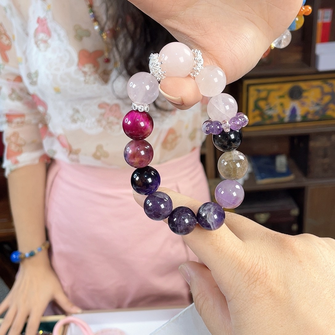 水晶手链银S925镀金镶嵌