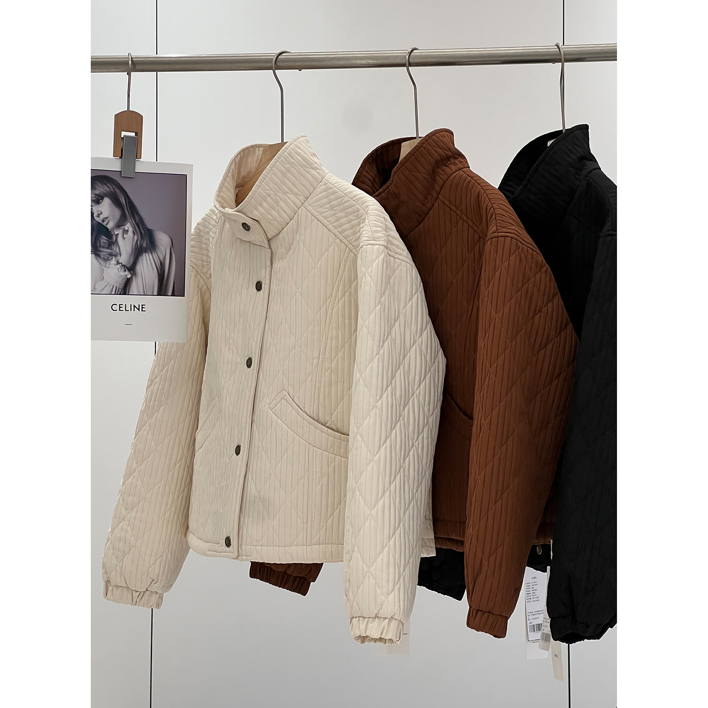 轻奢款！简约百搭纹理感 机洗不成团立领菱格夹棉保暖棉服外套