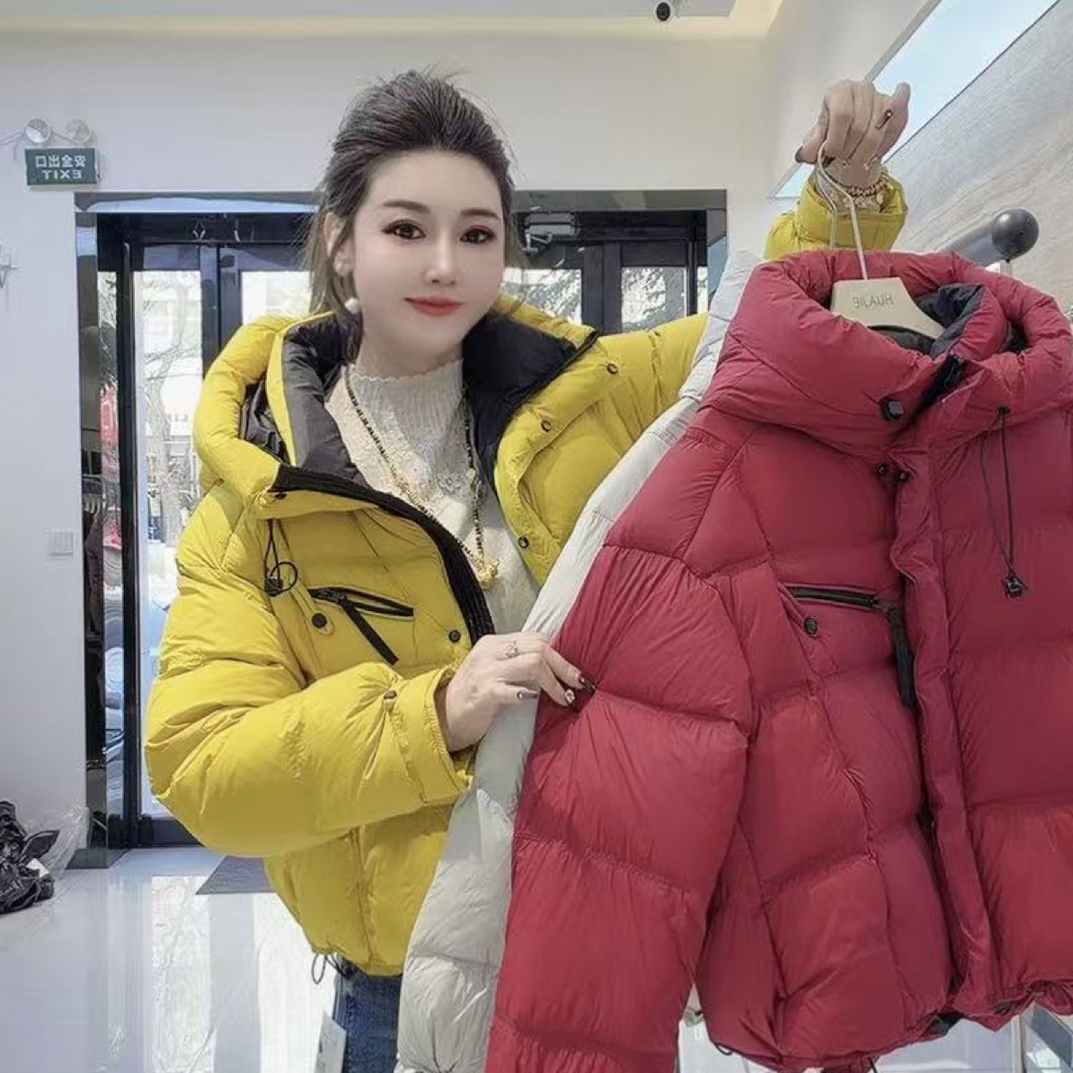 352冬季新款韩范连帽保暖羽绒服