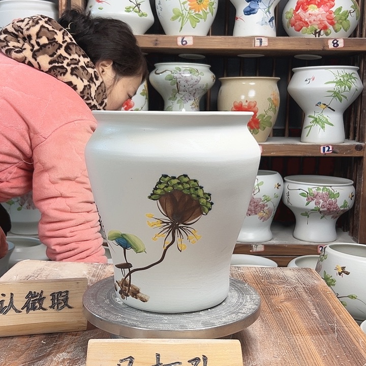 摆件小脚莲子陶瓷新款陶瓷