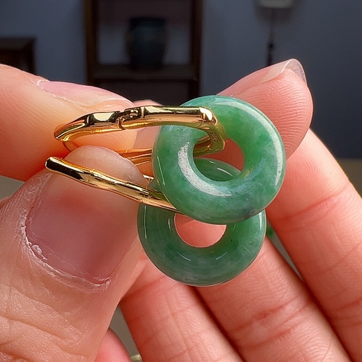 翡翠银S925镶嵌耳饰耳饰