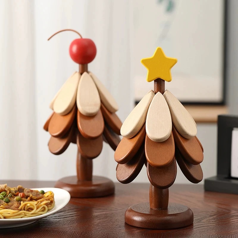 创意圣诞树隔热垫一棵树杯垫餐桌摆件创意家用防烫耐高温折叠锅垫