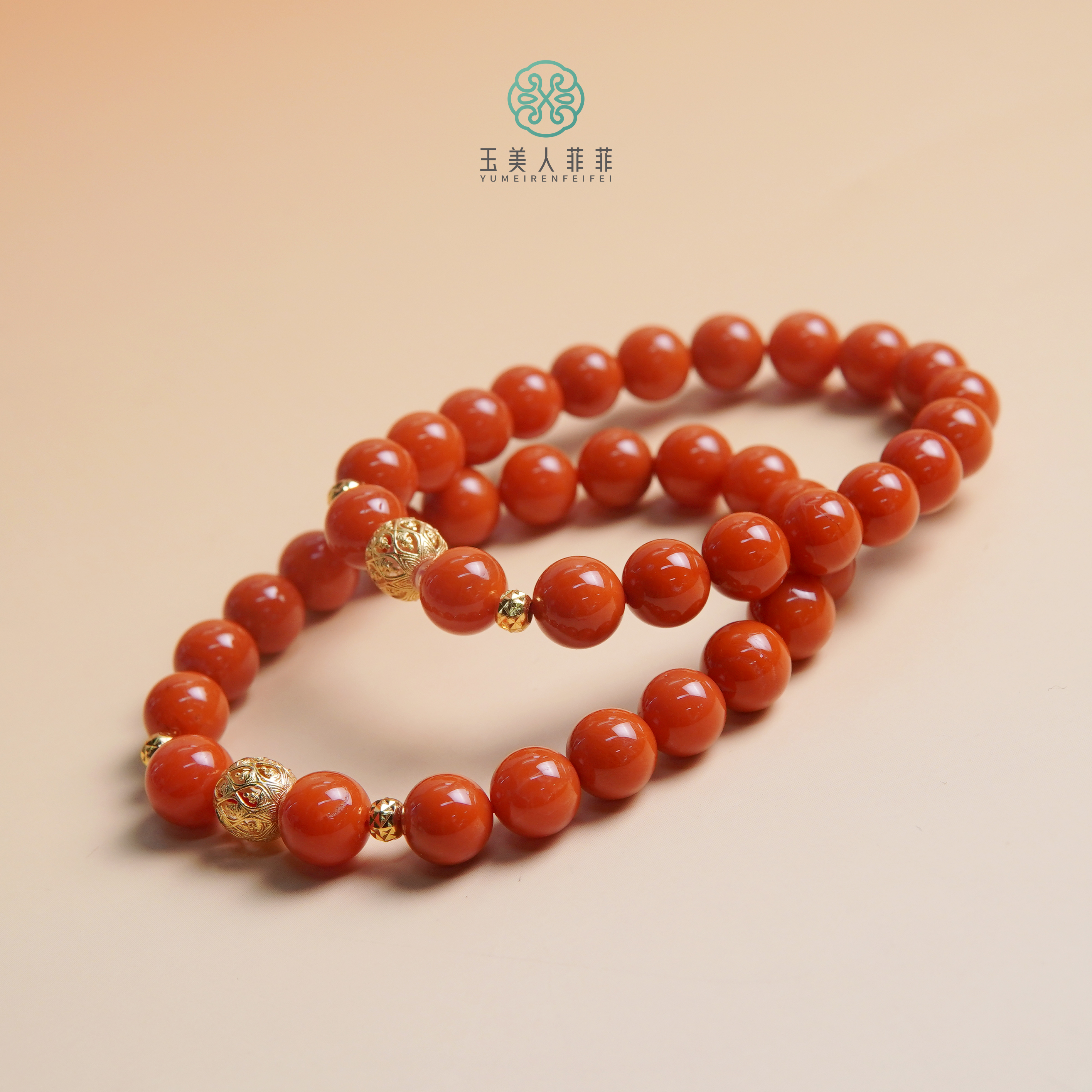 菲菲珠宝好^S925南红单圈-单圈圆珠手串约8mm-多样性发一