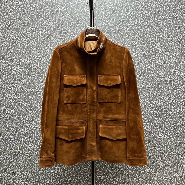 秋冬复古棕美拉德系领口拉链设计感时尚休闲外套上衣