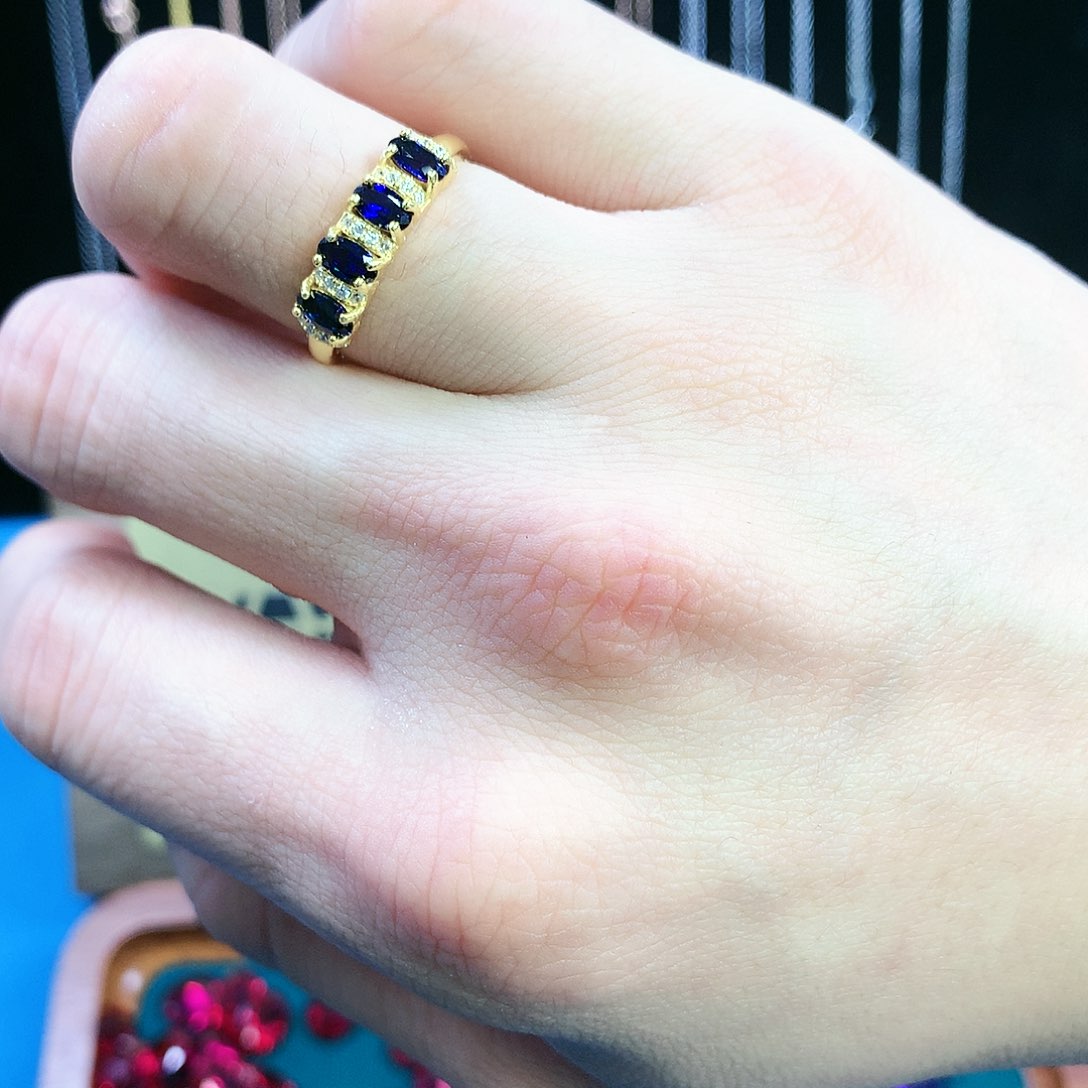 蓝宝石戒指银S925镶嵌