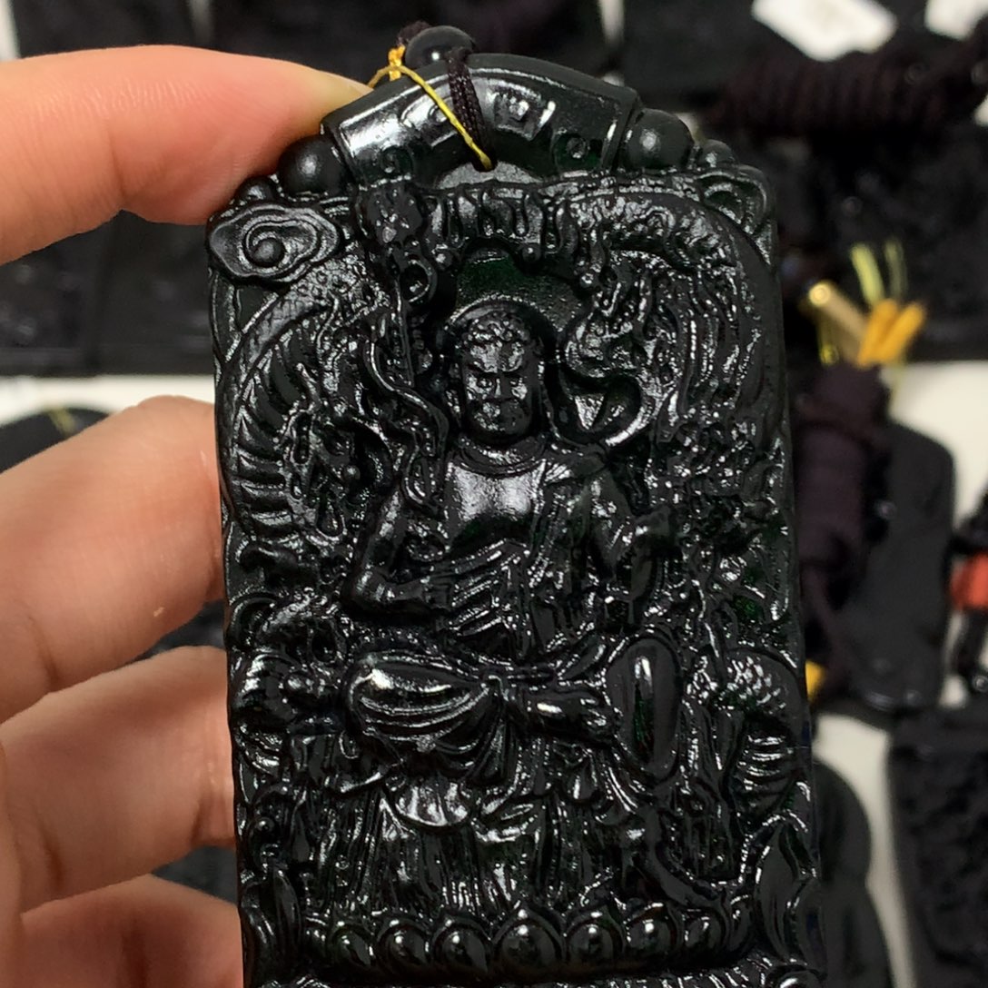 天然缅甸a货钢琴黑挂件