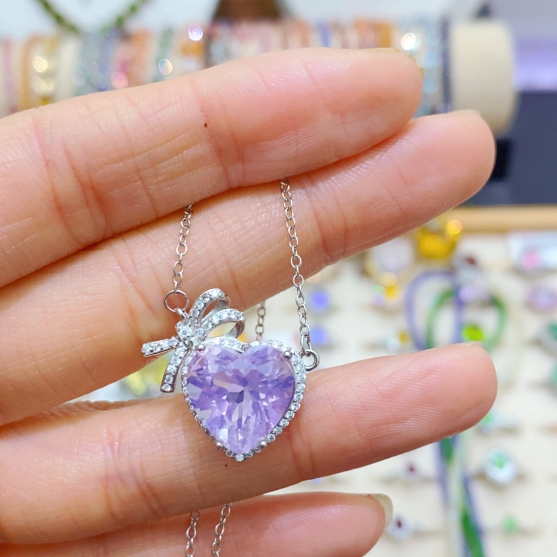 紫晶颈饰银S925镶嵌项链