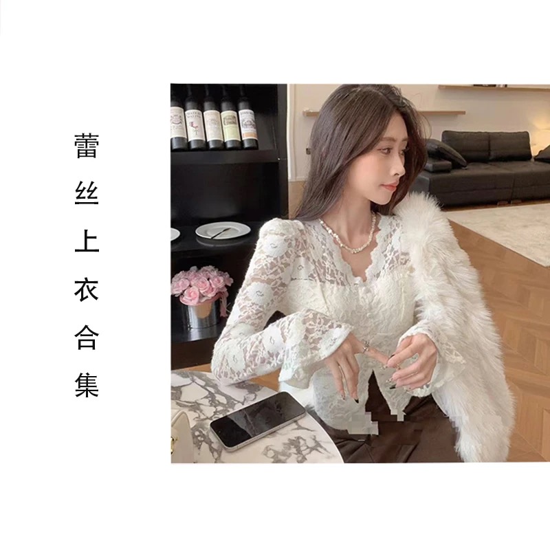【201-299】重工蕾丝上衣合集  秋冬新款修身百搭上衣女