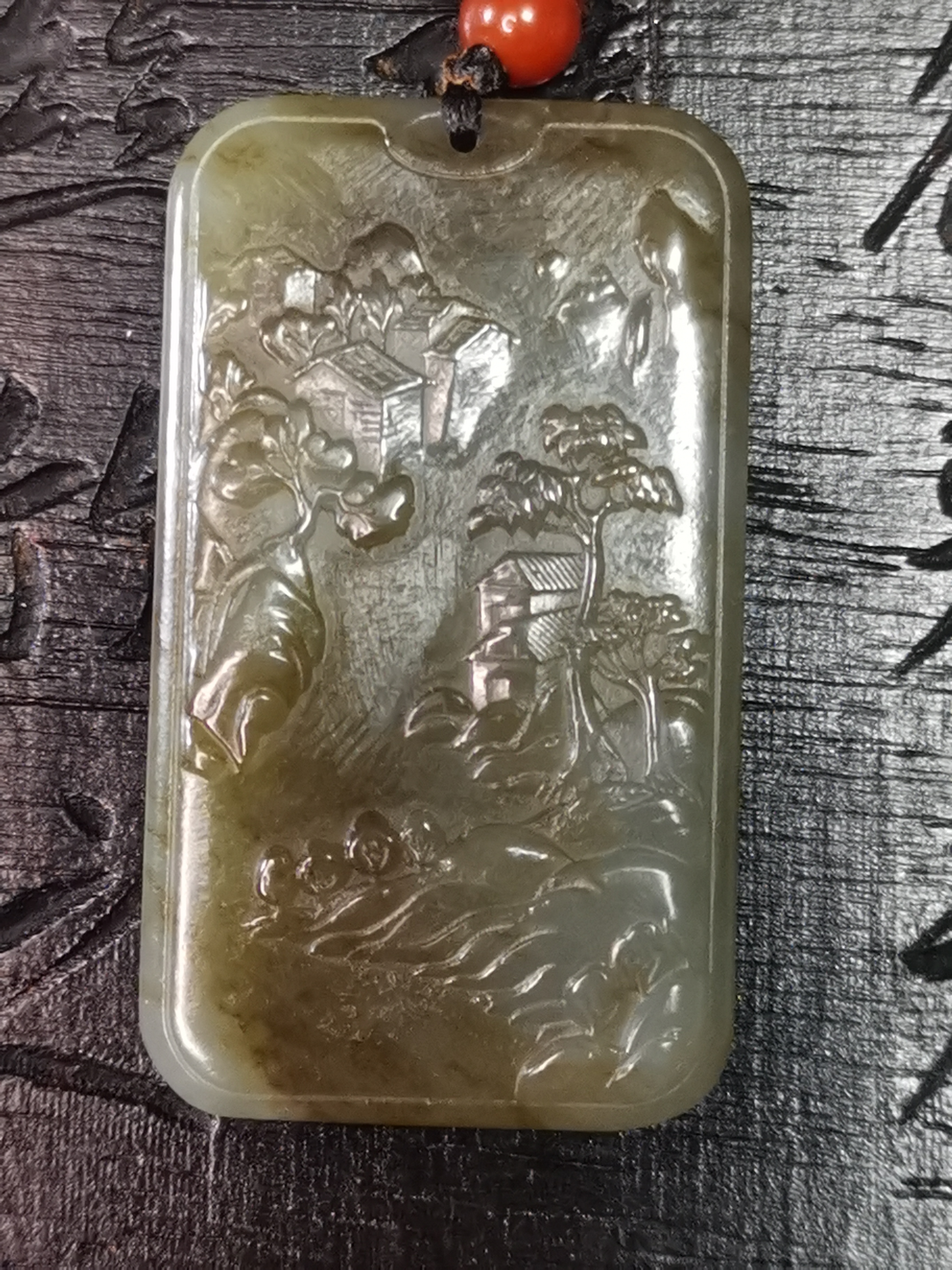 和田玉山料雕刻山水35牌