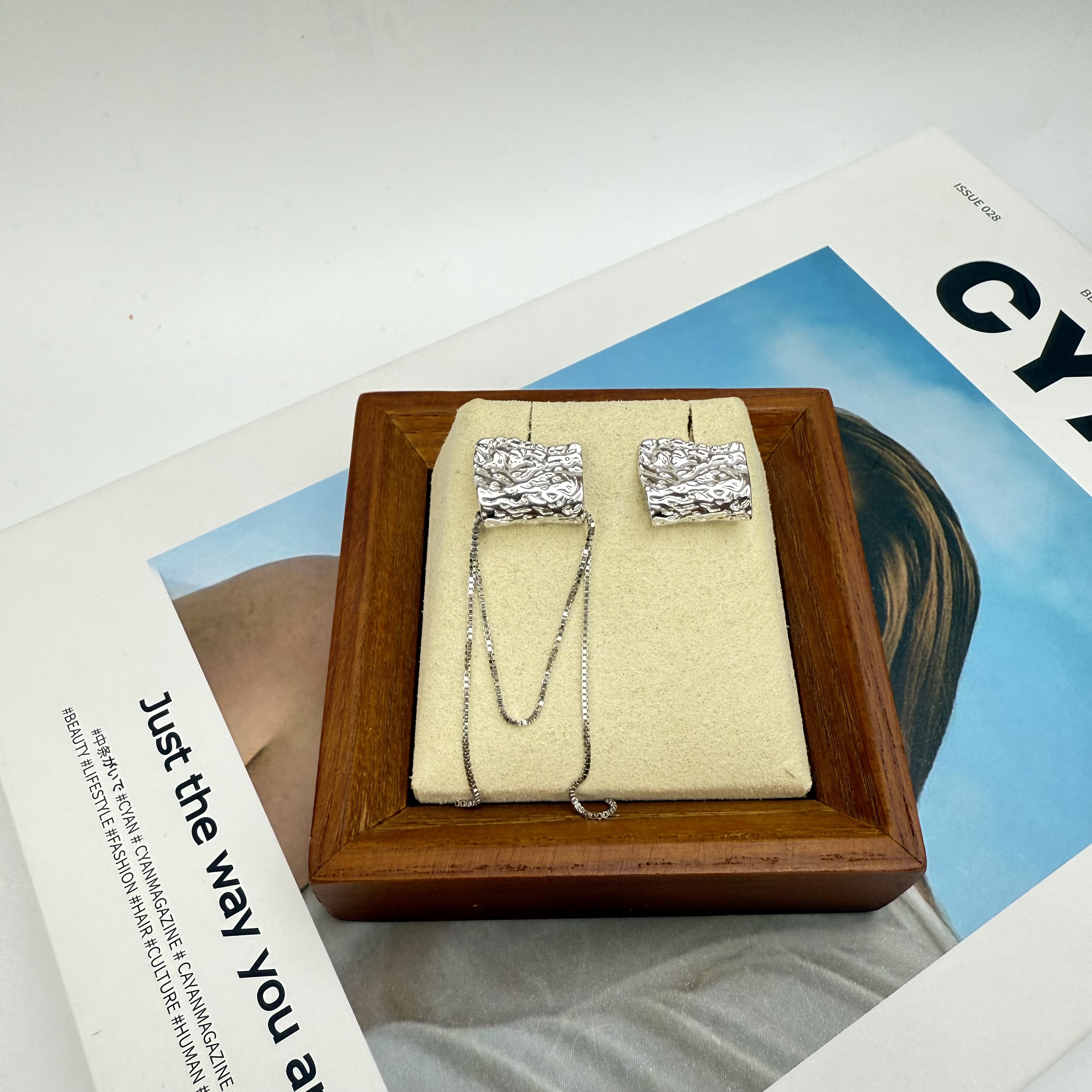 925银耳饰 【挺好的】通体925银涟漪银韵耳钉单流苏复古小众个性