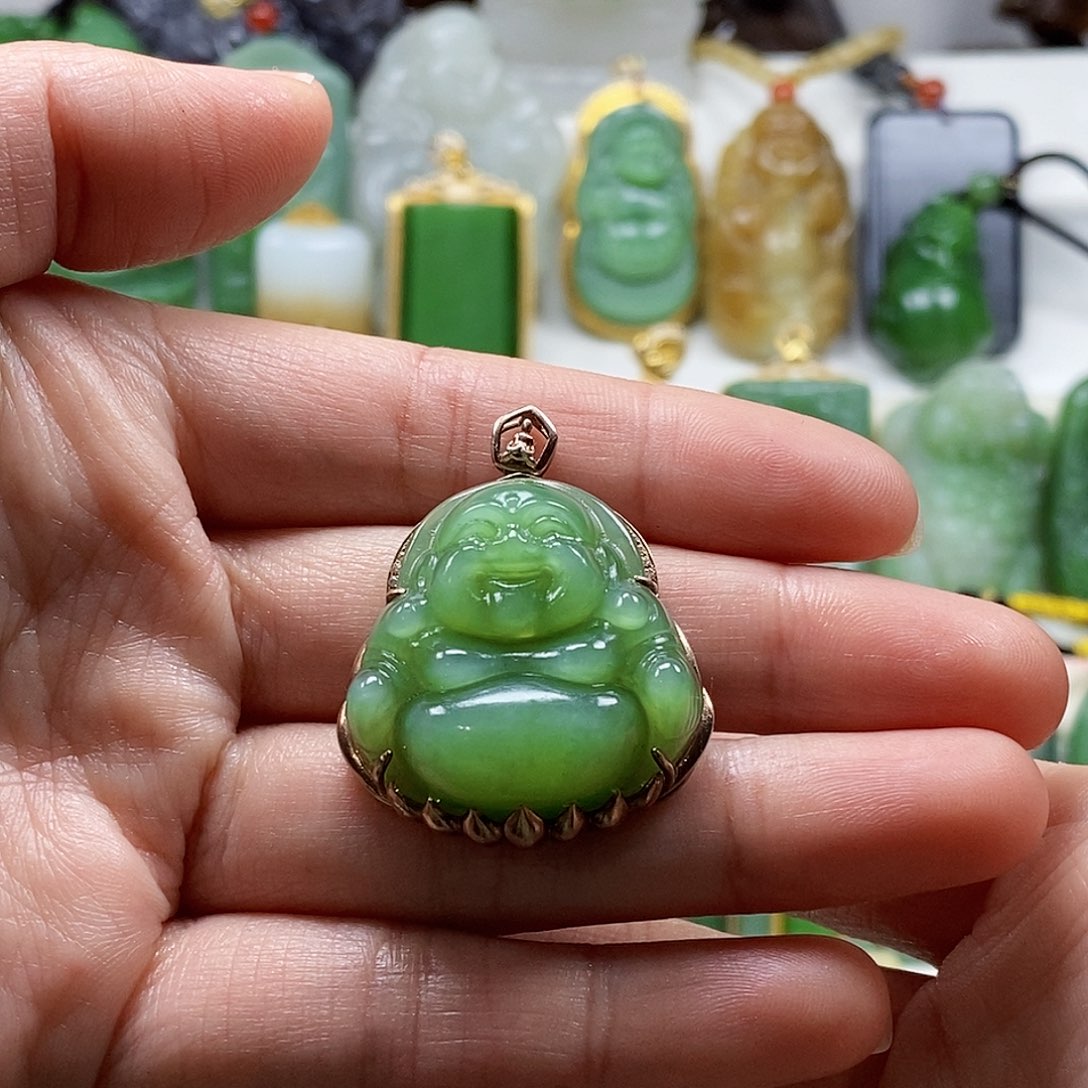 和田玉颈饰银S925镶嵌