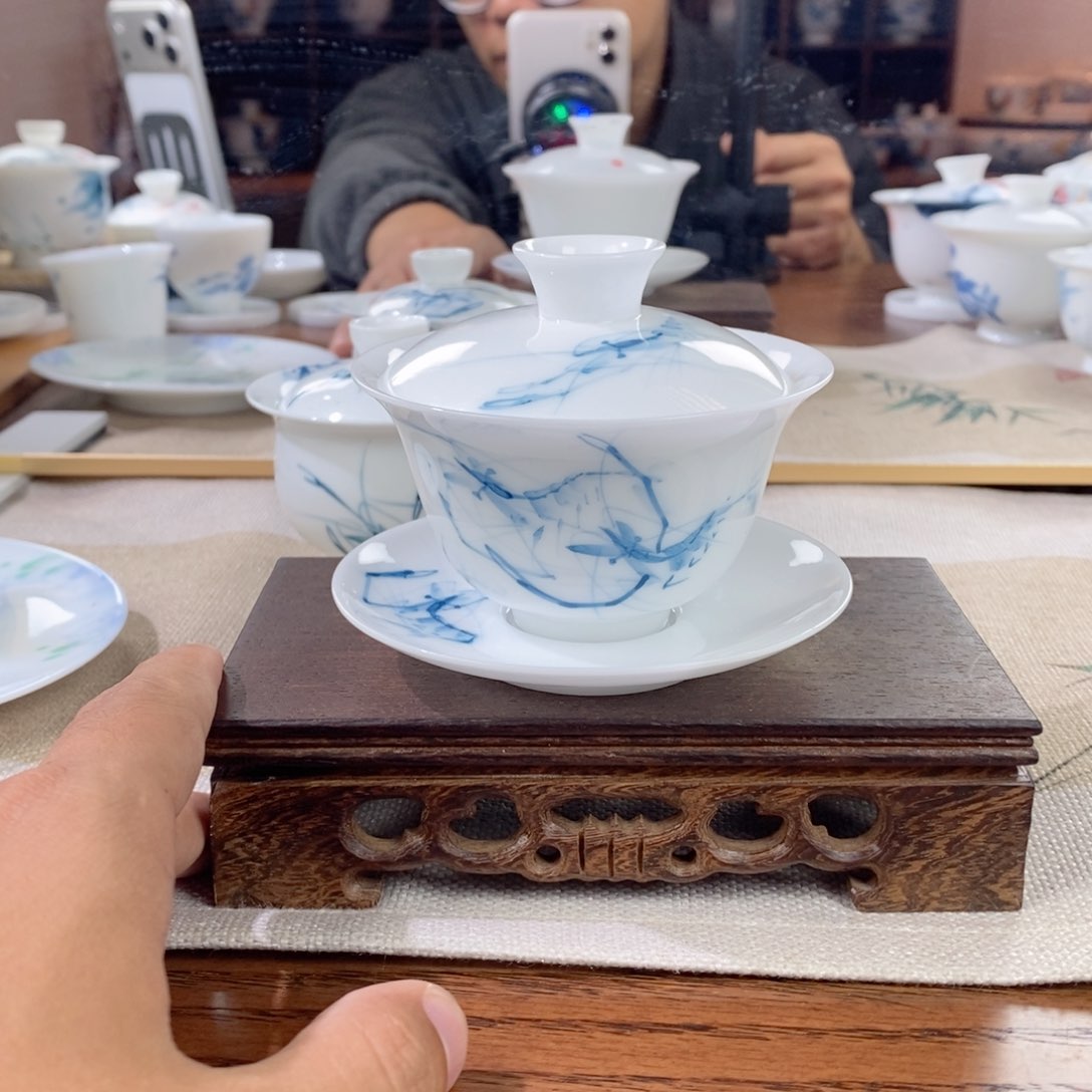 三才虾趣冰种盖碗150