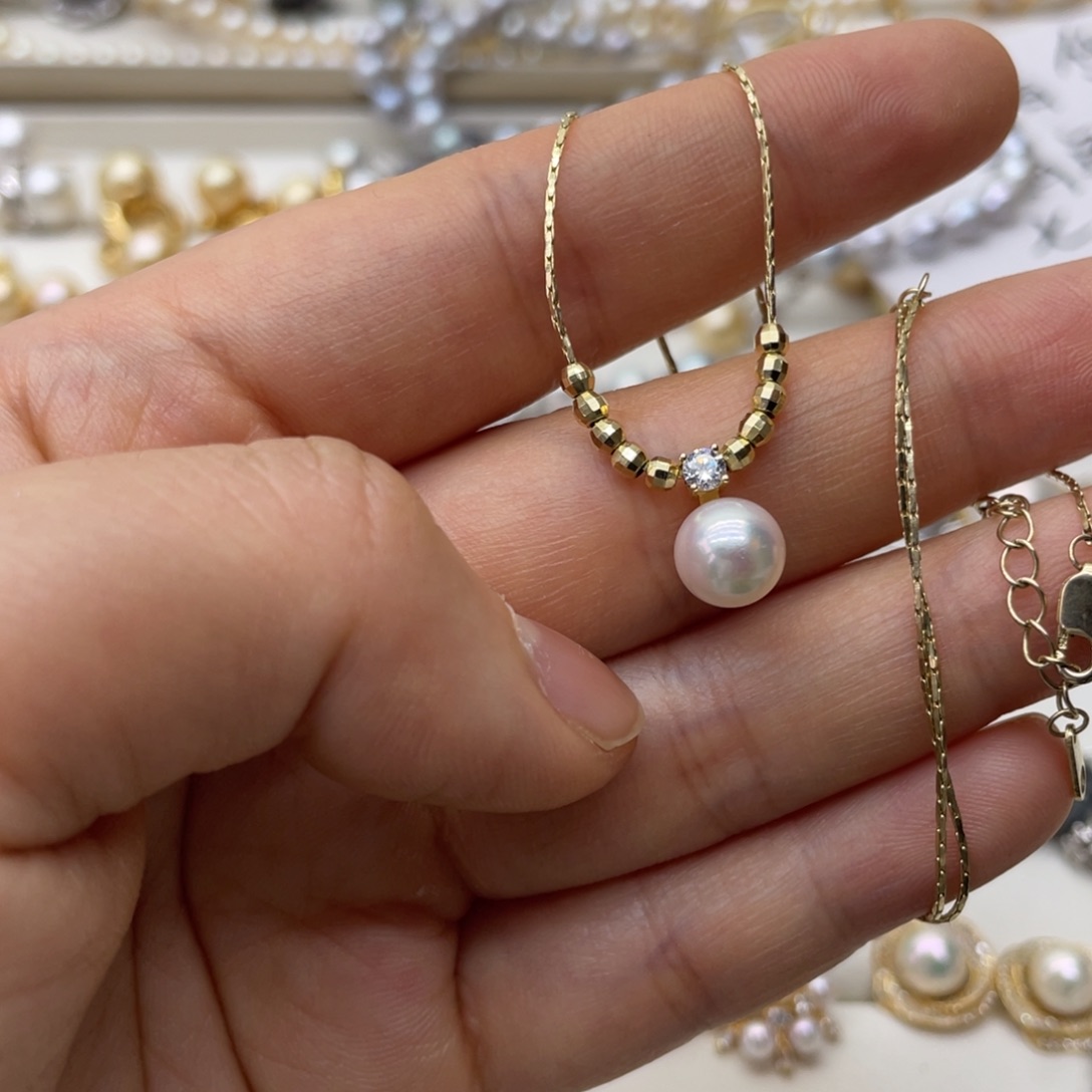 海水珍珠银S925镶嵌项链