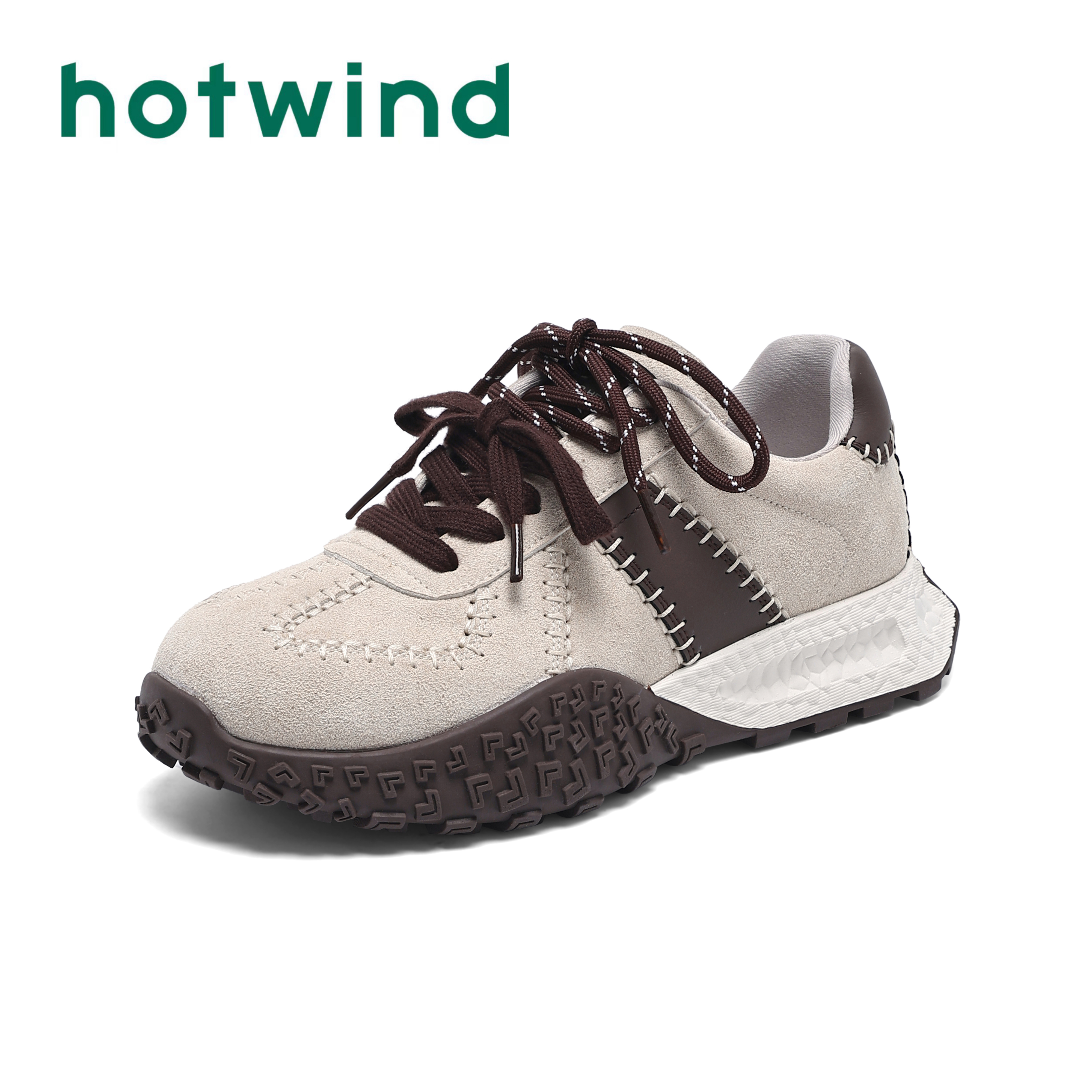 Hotwind/热风慕斯德训鞋女2025新款小月牙厚底休闲运动德训鞋