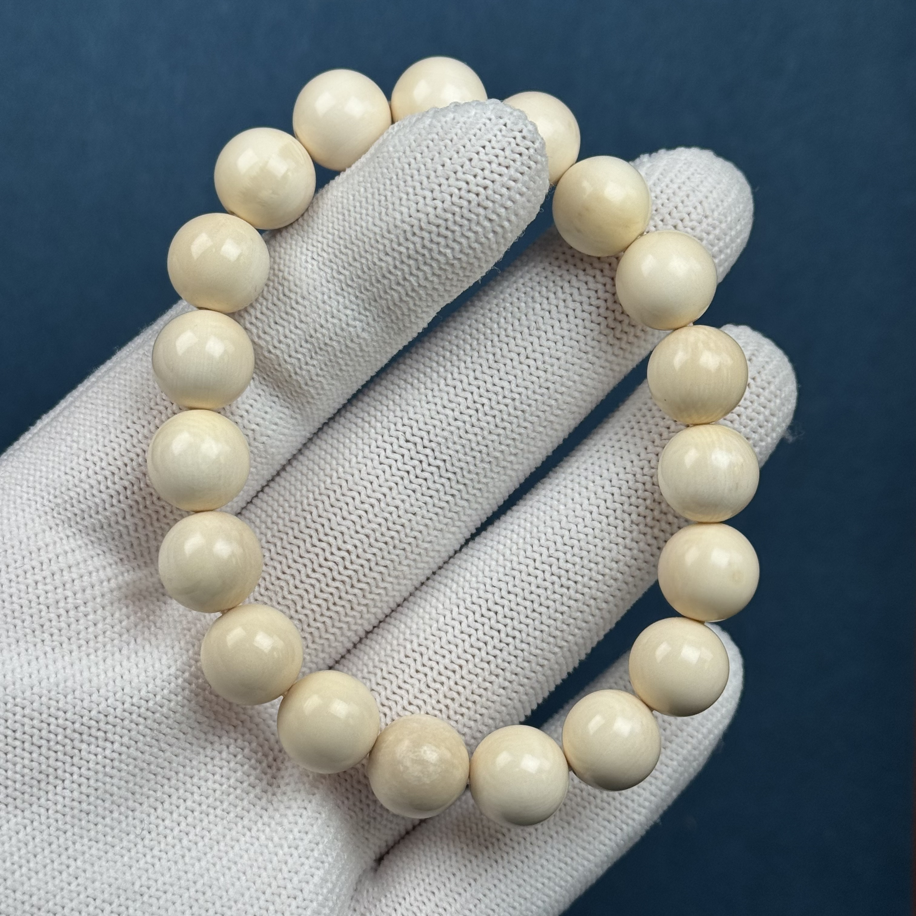 U42-13天然猛犸牙【微瑕】 圆珠手串 10mm支持复检假一罚十