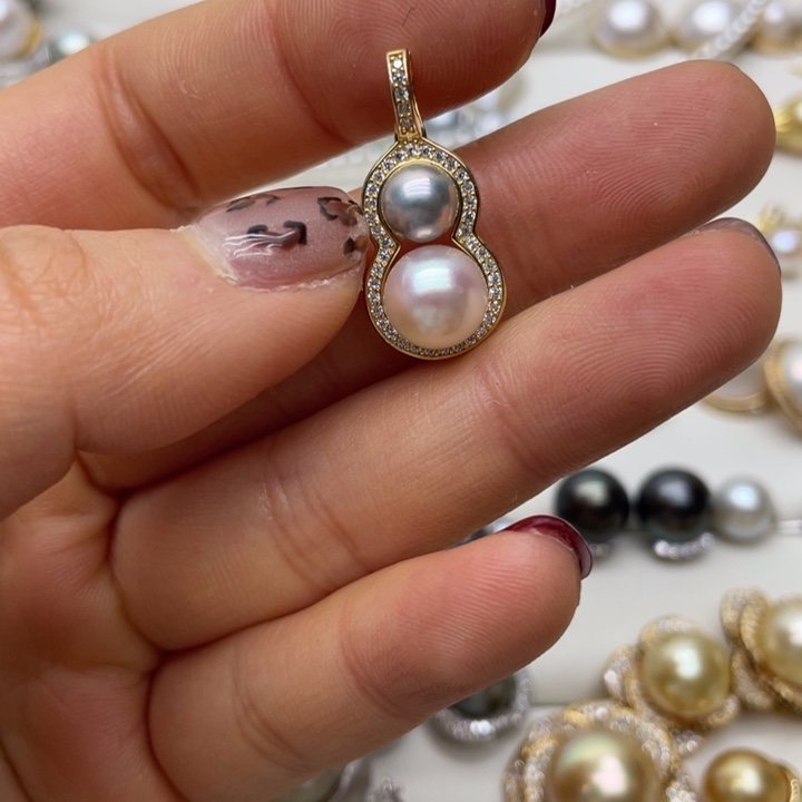 海水珍珠吊坠(不含链)银S925镶嵌