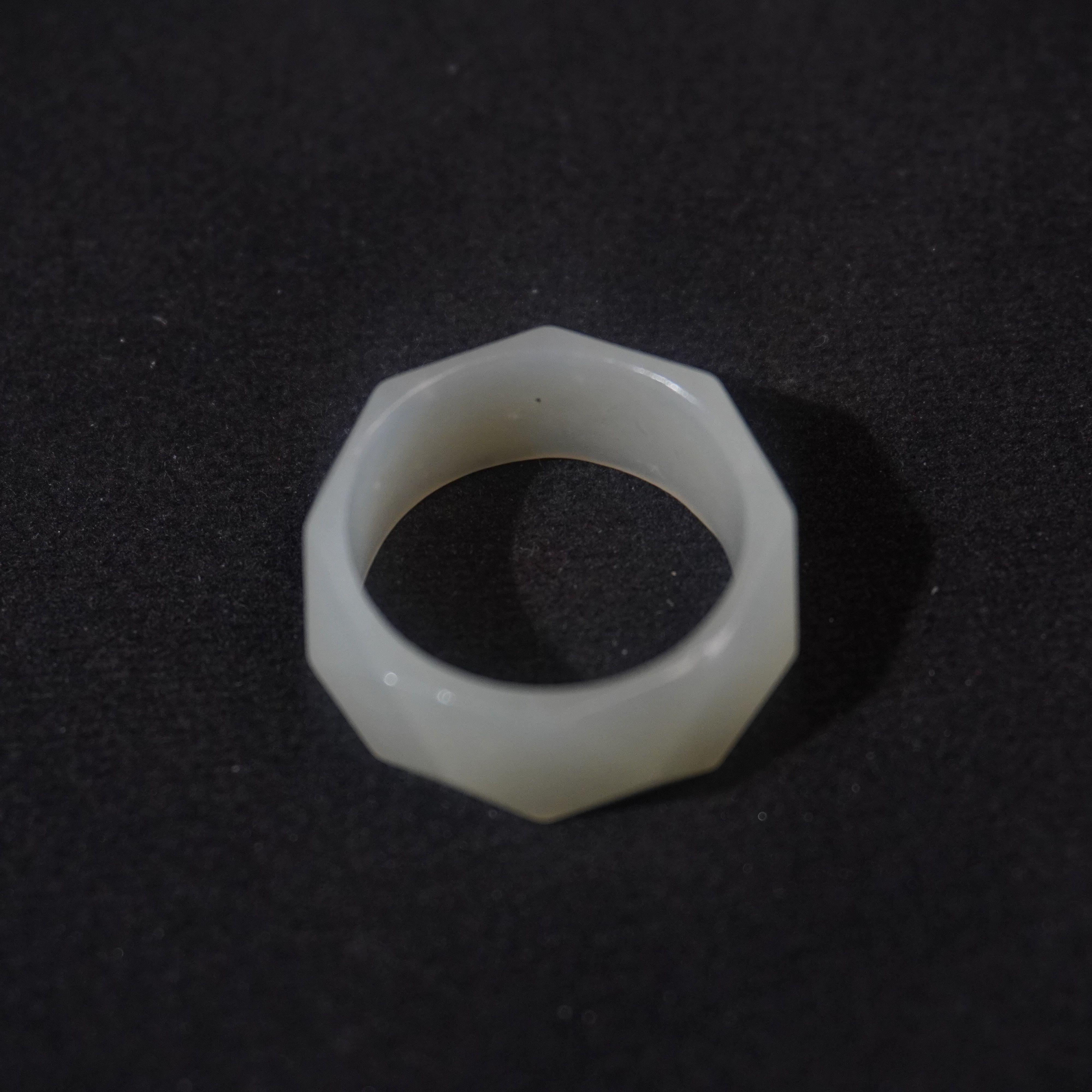 7SE156 清 和田玉菱形戒指