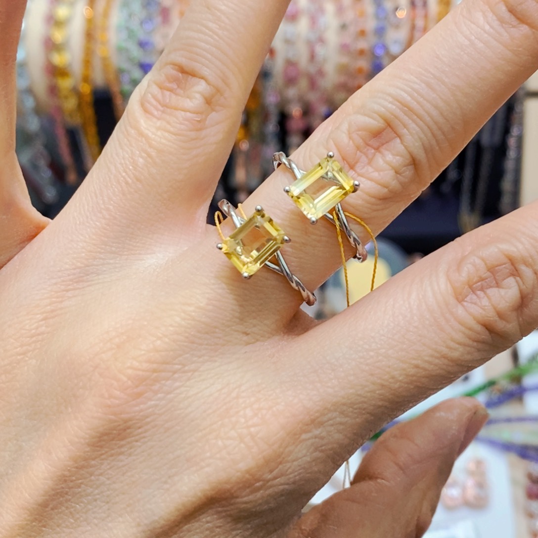 黄晶戒指银S925镶嵌戒指