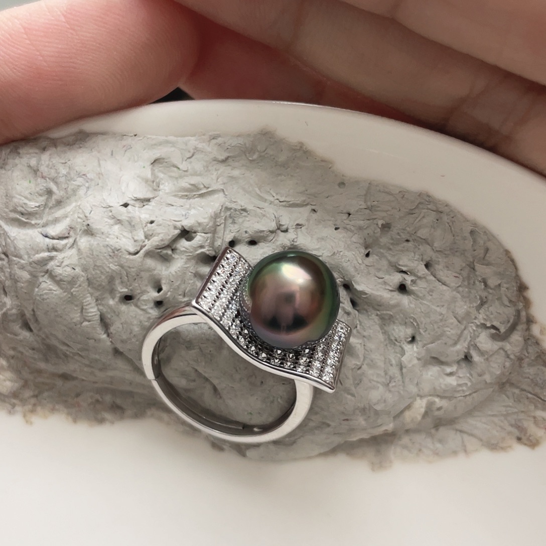 银S925镶嵌海水珍珠戒指