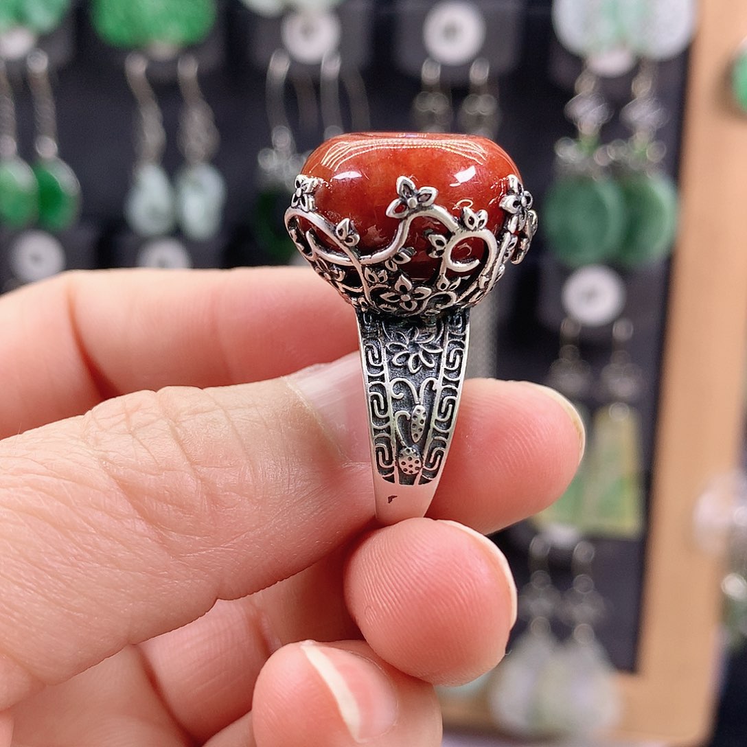 翡翠银S925镶嵌戒指卓****)精美