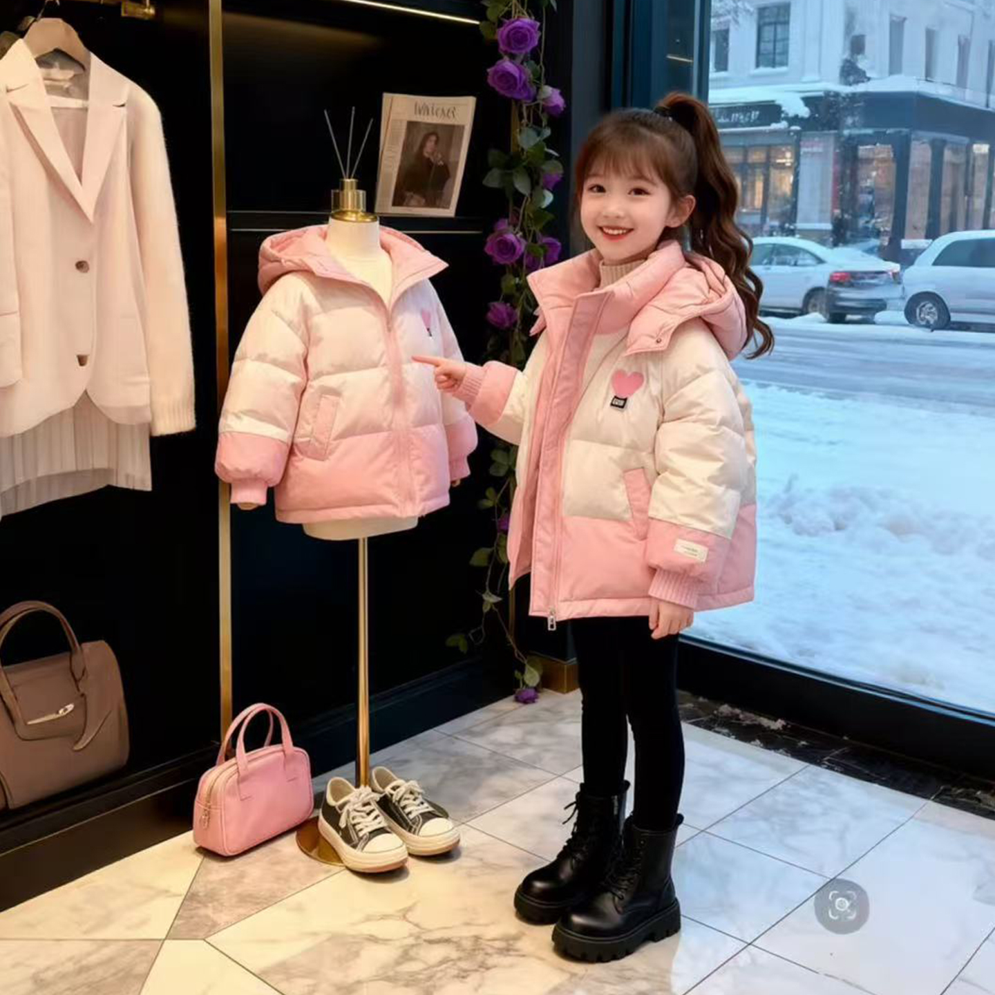 女童加厚棉服2025秋冬新款连帽面包服中大童冬季棉袄儿童保暖棉衣