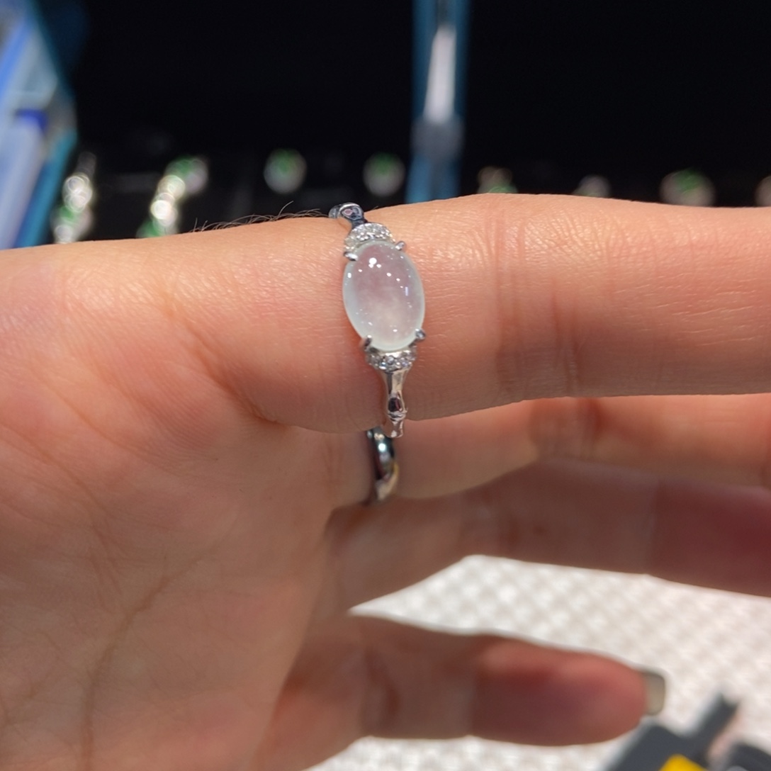 翡翠银S925镶嵌戒指天然缅甸