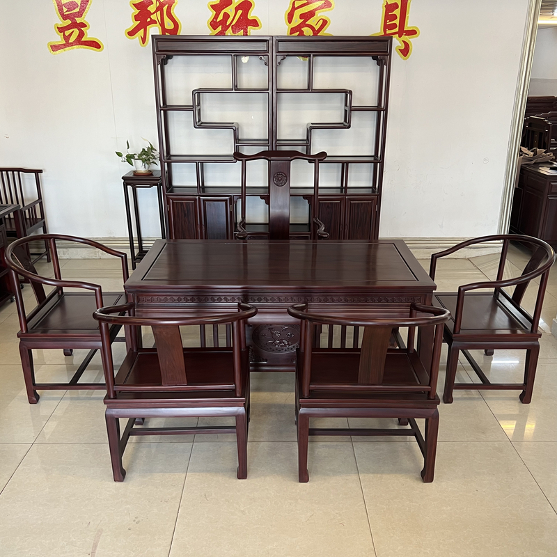 南美酸枝木1.58（马蹄干泡茶桌）新中式泡茶台功夫茶桌椅组合成套