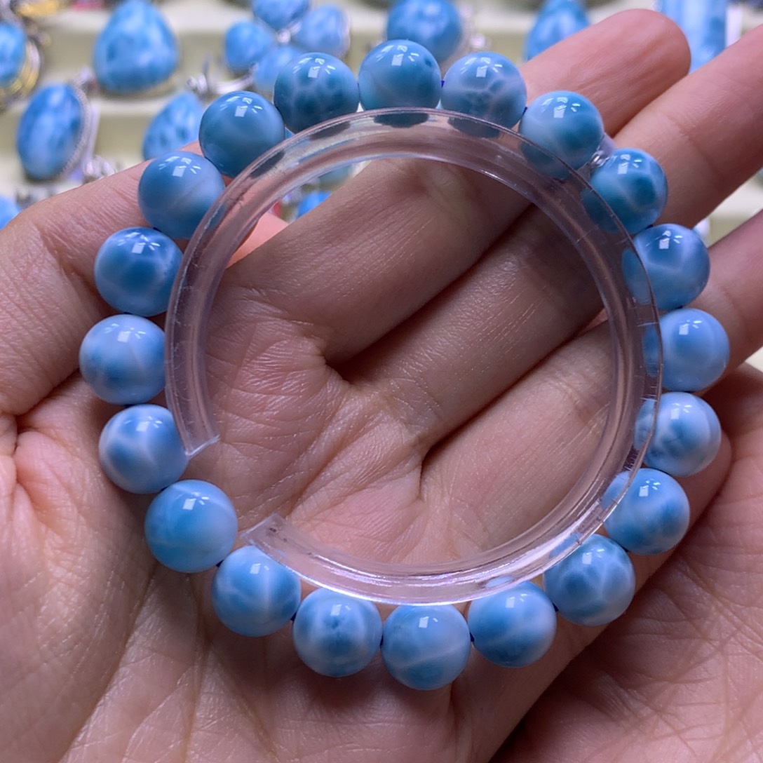 针钠钙石（海纹石）未镶嵌手串10+手串色差略异