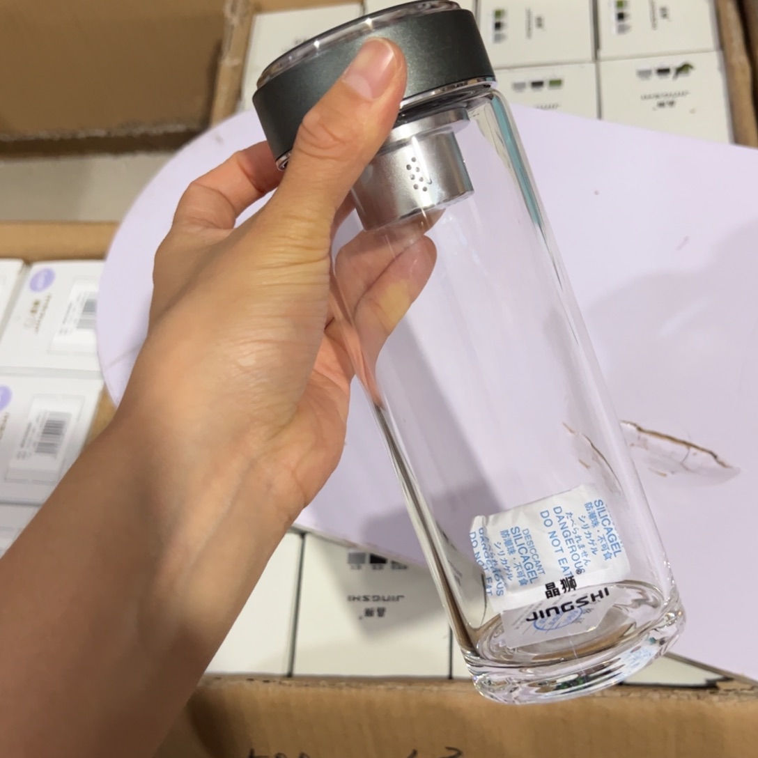 晶单层烫手玻璃杯500橄榄绿色哑光➕杯套