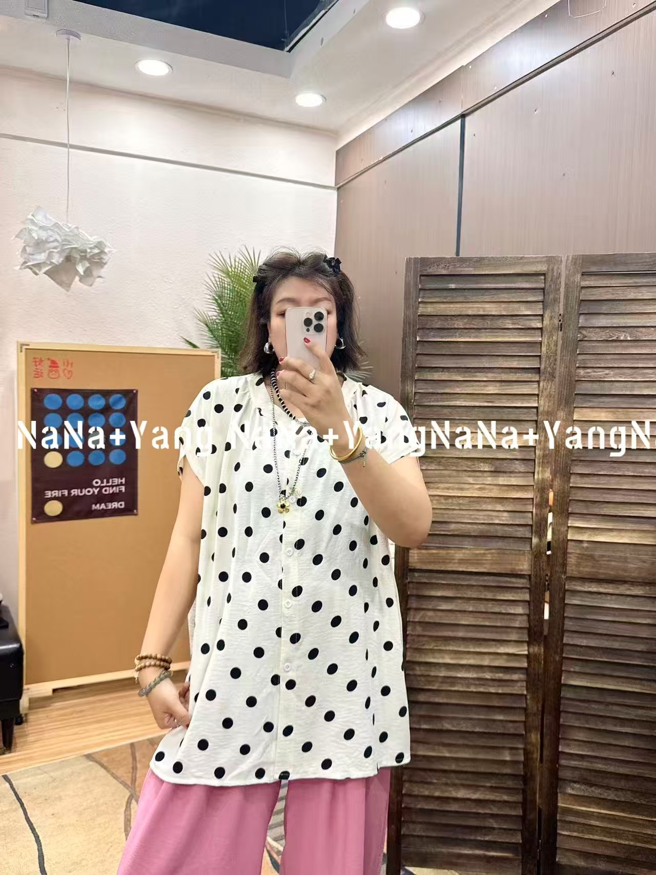 【夏天玩水穿搭包出片】波点天丝棉麻衬衫(卡吗拍小两边开叉）288