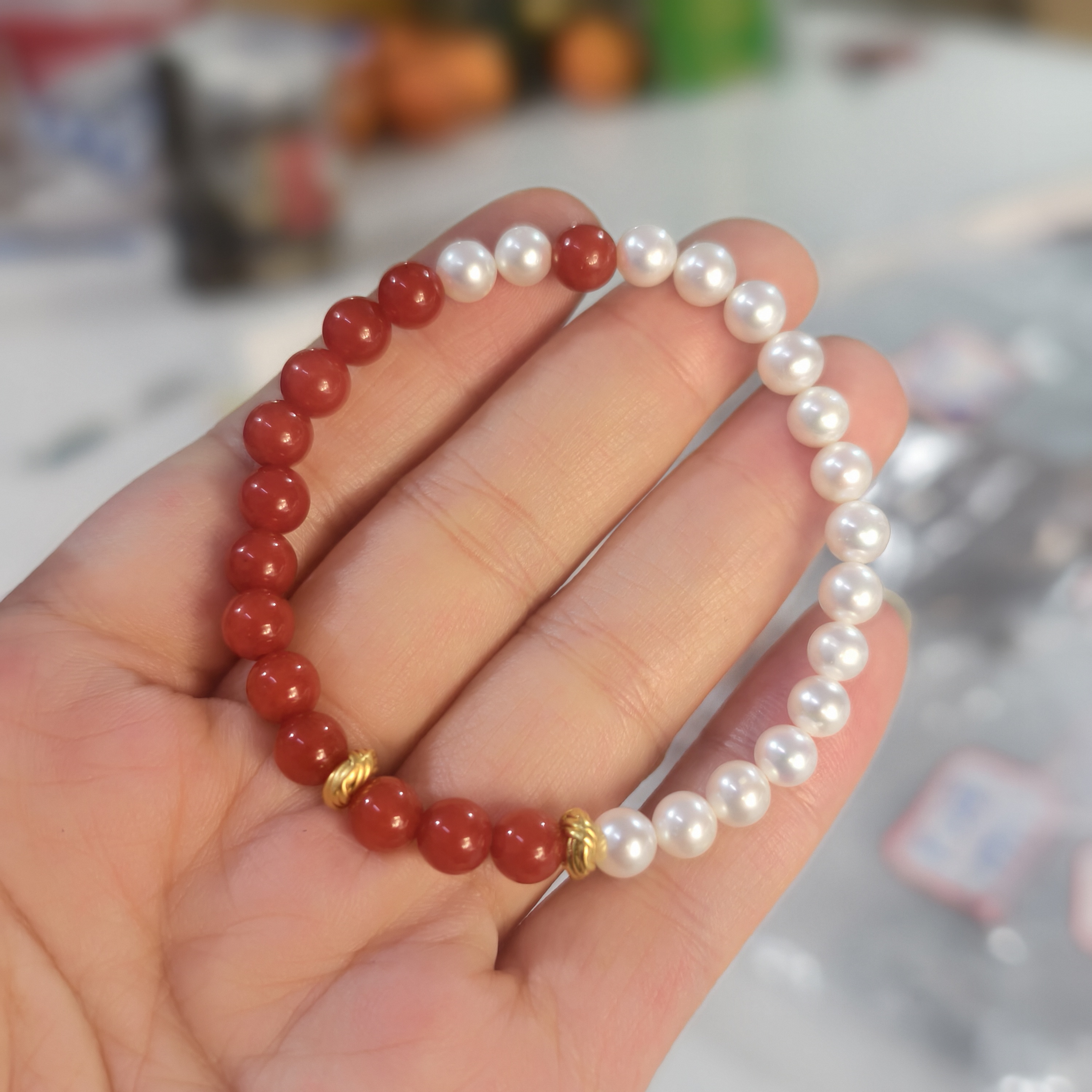 B7天然淡水有核珍珠手链简约款5-6mm（多样性发其一）