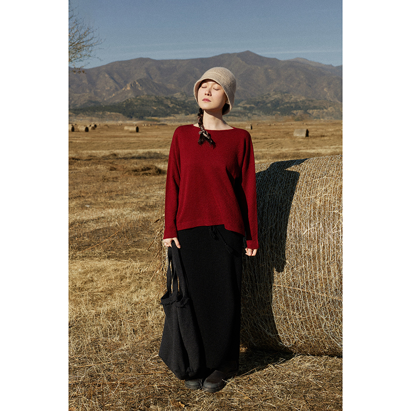 Say Ya【幻】精纺100支羊绒雷纹提花休闲套头衫  宽松/质感