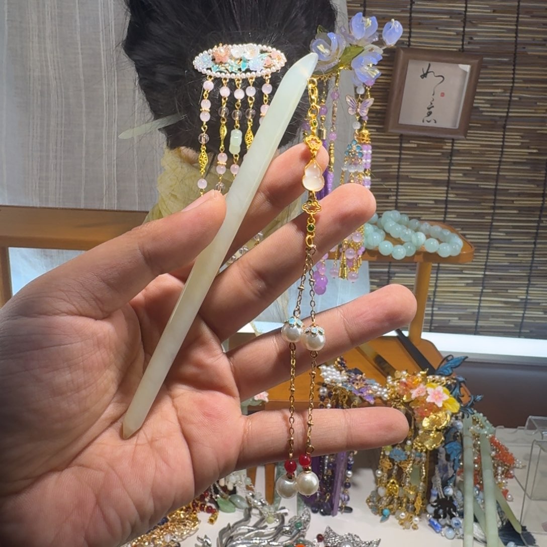 蛇纹石玉合金发饰
