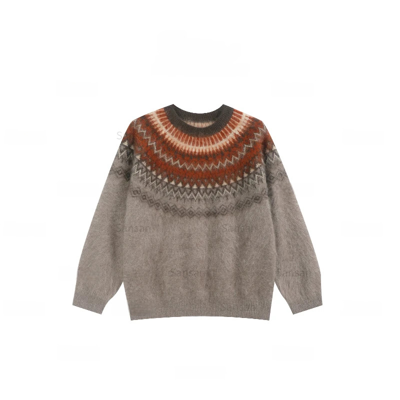 毛衣女秋冬菲尔岛轻奢保暖圆领套头针织衫上衣