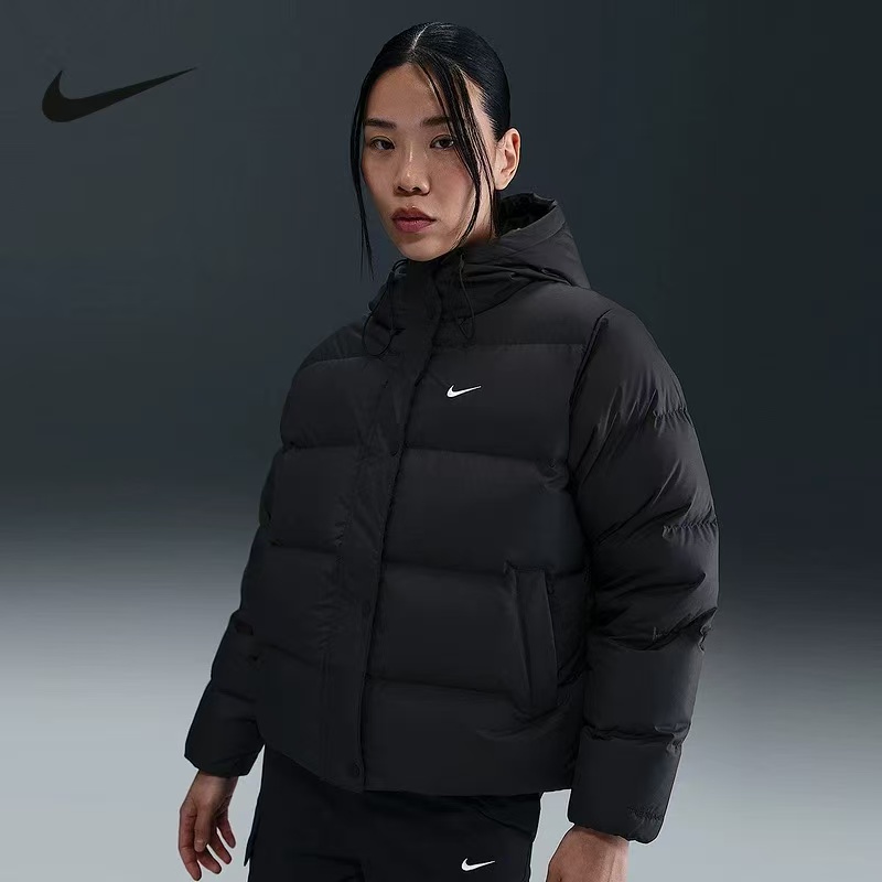 NIKE耐克女子宽松羽绒服连帽夹克冬季防泼水外套面包服IH0728010