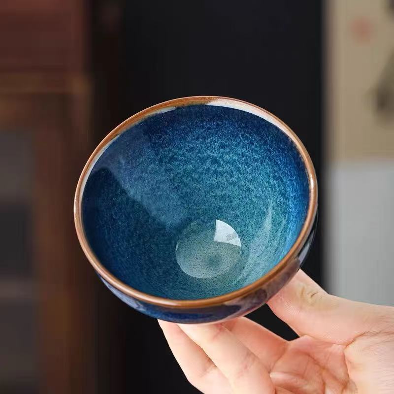 手工回蓝建盏主人杯茶盏品茗杯功夫杯茶杯天目茶盏茶具