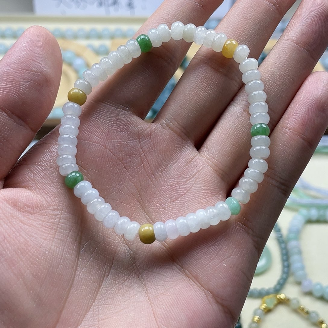 颈饰未镶嵌翡翠5.5+mm 算盘珠珠串