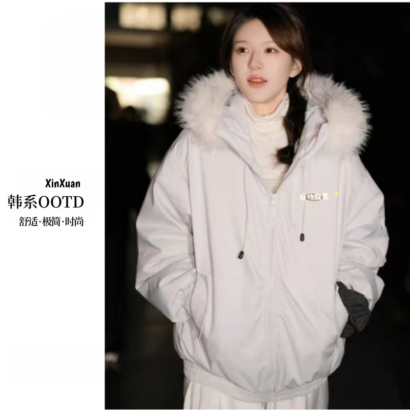 YOUXUAN-[简约百搭]25秋冬款韩系保暖加厚时尚连帽外套C-1296
