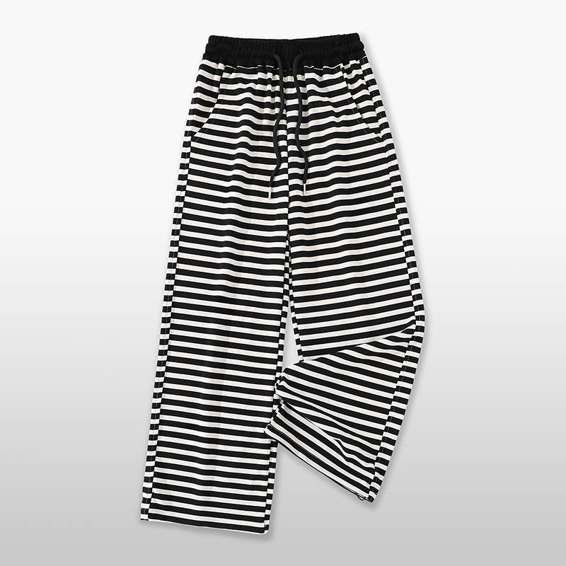 女大童薄款裤子夏装新款洋气休闲裤夏季女孩初高中大童条纹阔腿裤